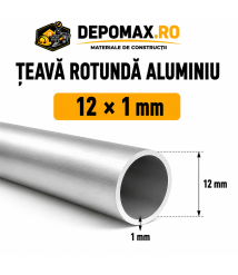 Teava rotunda aluminiu 12 x 1 mm, 6 metri (6060)